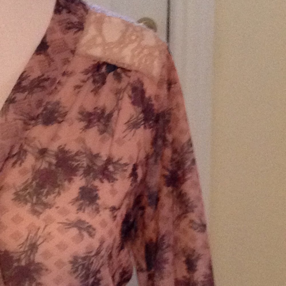 Rose colored see through buttoned down top Large - Picture 3 of 4